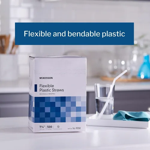 Miniatura 2 de McKesson Pajitas de plástico flexibles, envueltas individualmente, 7 3/4 pulgadas, 500