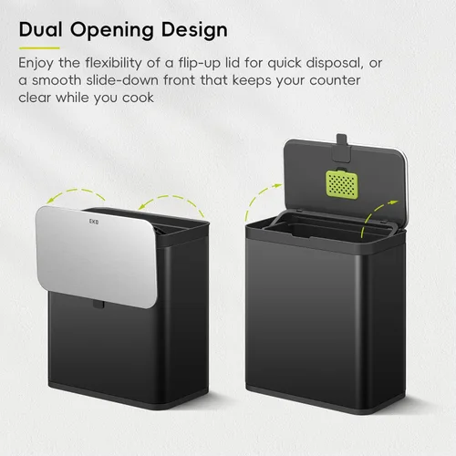 Miniatura 4 de EKO Contenedor de Compost de Cocina, 7L / 1.85 Gal de Acero Inoxidable con Cubo Interior Extraíble y Compartimento Desodorizante, Contenedor