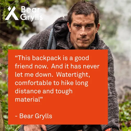Miniatura 4 de Bear Grylls Mochila de hidratación de senderismo de 45 L, mochila de día con bolsa de agua de 2 litros, ligera y perfecta para acampar, correr