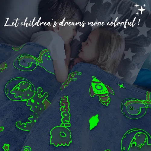 Miniatura 2 de REXEO Manta que brilla en la oscuridad, regalos de dinosaurio, juguetes para niños, regalos de cumpleaños para niños de 1, 2, 3, 4, 5, 6, 7, 8, 9