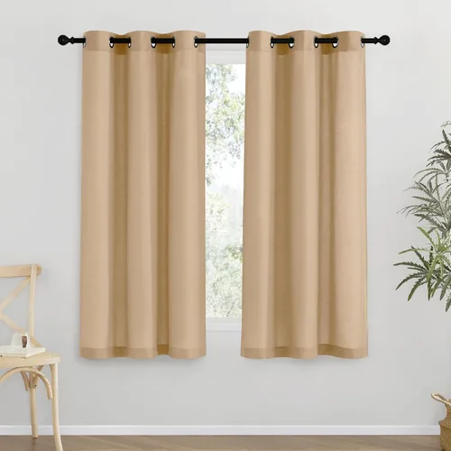 Miniatura 242 de NICETOWN Cortinas de lino natural con textura de lino para dormitorio, mezcla de lino rústica con ojales en la parte superior, semitransparentes
