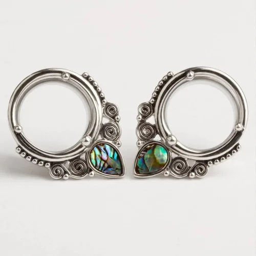 Miniatura 5 de KUBOOZ(1 Pair Popular Sea-shell Stainless-steel Ear Plugs Tunnels Gauges Stretcher Piercings