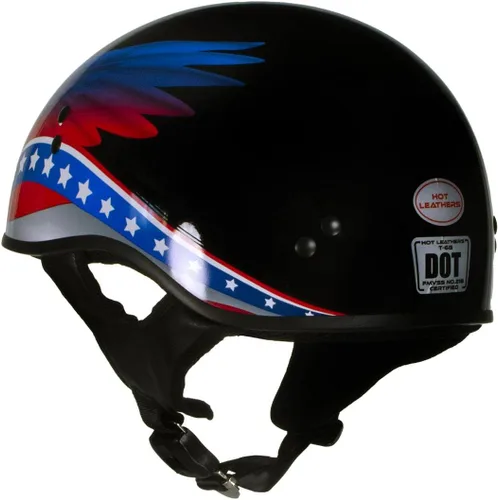 Miniatura 8 de Hot Leathers HLT68 Eagle Wings Black Advanced DOT - Casco de calavera para motocicleta, para hombres y mujeres