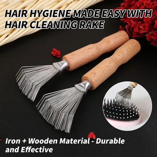 Miniatura 6 de Paquete de 2 cepillos limpiadores de pelo, cepillo de limpieza para cepillo de pelo, solución fácil de limpiar con rastrillo de metal, mango