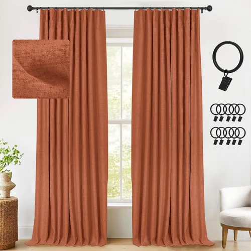 Miniatura 47 de INOVADAY Cortinas térmicas para puerta corredera 100% opacas para dormitorio, cortinas de puerta corrediza de vidrio extra anchas para patio, lino