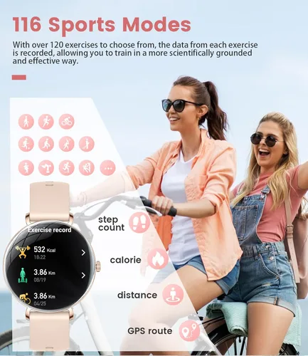 Miniatura 3 de LIGE Reloj inteligente ultrafino para mujer (respuesta/hacer llamadas), reloj de seguimiento de actividad física de 1.43 pulgadas con frecuencia