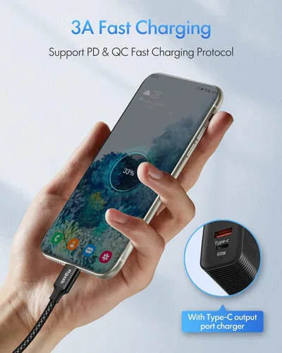 Miniatura 3 de etguuds Cable USB C a USB C de 3 pies, paquete de 2 cables USBC a USBC de 60 W, cable de carga tipo C a C, carga rápida para iPhone 17, 16, 15 Pro