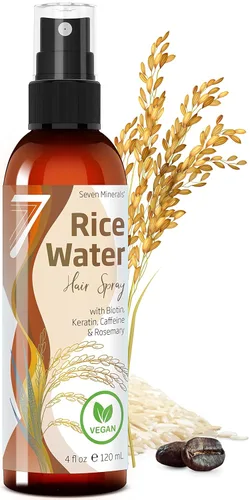NUEVO Agua de Arroz Fermentado para el Crecimiento del Cabello - Infundido con Romero, Biotina, Cafeína, Queratina, Spray Vegano No Graso,