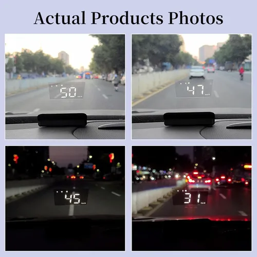 Miniatura 6 de AZIJYV Pantalla frontal para automóviles, proyector de velocímetro de parabrisas HUD M1white, velocímetro digital para automóvil con velocidad