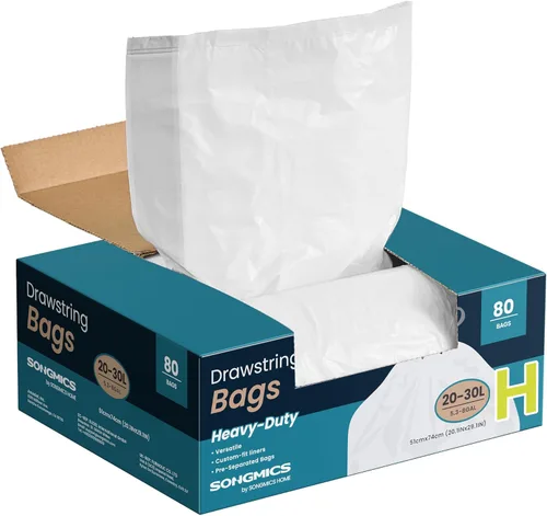 Miniatura 12 de SONGMICS Bolsas de basura con cordón para cocina, preseparadas, desgarro rápido, para botes de basura de 8 galones (30 L), código de revestimiento