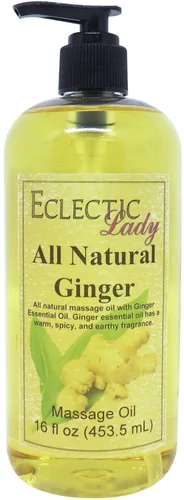 Miniatura 6 de Aceite de masaje de jengibre natural, 8 onzas, ingredientes 100% naturales con almendras dulces y aceite de jojoba, aroma relajante para hombres