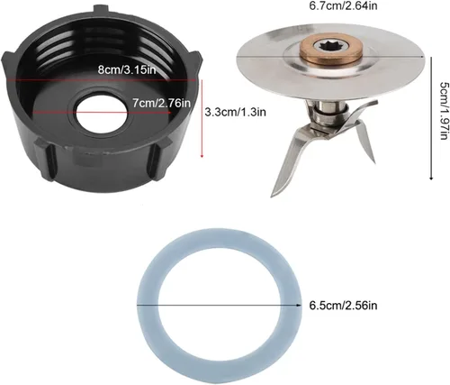 Miniatura 8 de Cuchilla de licuadora para Oster Osterizer con anillo de goma inferior Reemplazo de acero inoxidable Hoja de hielo para licuadoras eléctricas