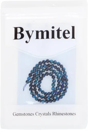 Miniatura 5 de Bymitel - 90 cuentas redondas de piedras sueltas con espaciadores de gemas para hacer joyas DIY 15.5" por hebra 5/32 de pulgada
