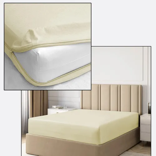 Miniatura 16 de Pure Eco Sábana bajera con cremallera, tamaño Queen olímpico de 66 x 80 pulgadas, bolsillo profundo de 12 pulgadas, color negro, 600 hilos, 100%