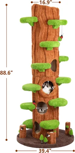 Miniatura 2 de Torre de árbol de lujo para gatos de interior, árbol para gatos de 88.6 pulgadas de alto, centro de actividades de muebles de varios niveles