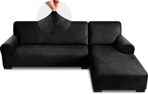 Miniatura 25 de Fundas para sofá modular, funda para sofá con aspecto de cuero, forma de L, 2 piezas, funda elástica suave para sofá seccional, protector de muebles