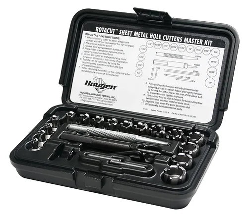 Hougen 11085 RotaCut Kit maestro de cortador de agujeros - 21 piezas fraccionales, diámetro de cortador de 1/4 a 3/4", profundidad de corte de 1/4"