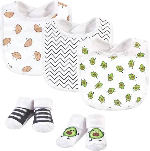 Miniatura 54 de Hudson Baby Conjunto de babero y calcetines unisex de algodón para bebé