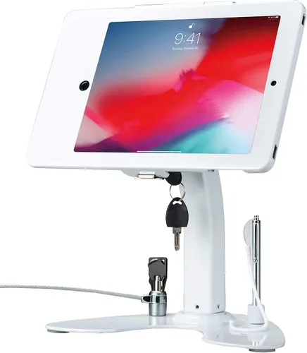 Miniatura 10 de Soporte de quiosco dual: soporte de aluminio CTA con caja de bloqueo y cable. Base giratoria de 360 grados. Carcasa diseñada para iPad mini
