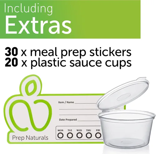Miniatura 3 de PrepNaturals - Paquete de 4 recipientes de vidrio de 34 onzas para preparación de comidas, aptos para lavavajillas, microondas, congelador, horno
