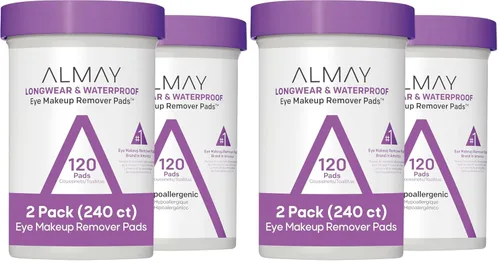 Miniatura 15 de Almay Almohadillas removedoras de maquillaje, de larga duración e impermeables, hipoalergénicas, sin fragancia, dermatólogos y oftalmólogos, paquete