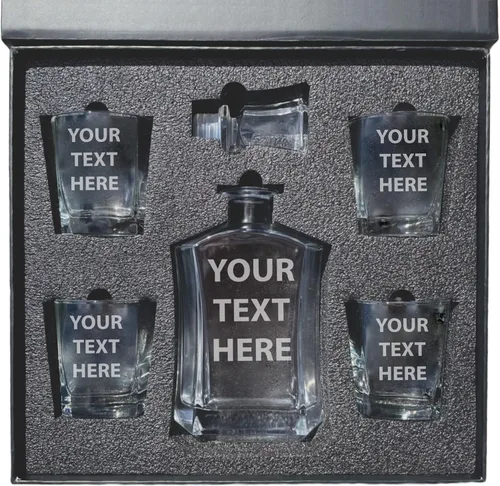 Miniatura 3 de My Personal Memories, Juego personalizado de decantador de whisky de 5 piezas - Juego de regalo de decantador y 4 vasos - Grabado personalizado
