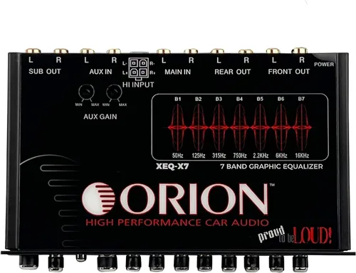 Miniatura 2 de Orion XEQ-X7 ecualizador gráfico de 7 bandas con entrada AUX frontal de 3.5mm – EQ de audio para auto de medio DIN con control de subwoofer