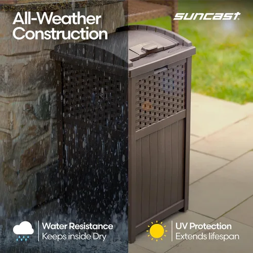 Miniatura 7 de Suncast Cubo de basura comercial para exteriores de 33 galones con escondite con tapa para bolsas de basura de 30 a 33 galones para garaje, patio