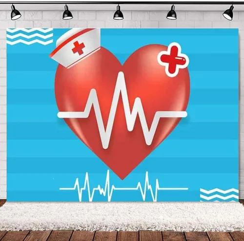 Miniatura 3 de Telón de fondo de fotografía con curva de latido del corazón para fiesta, fondo de curva de latido del corazón rojo, tema médico, accesorios