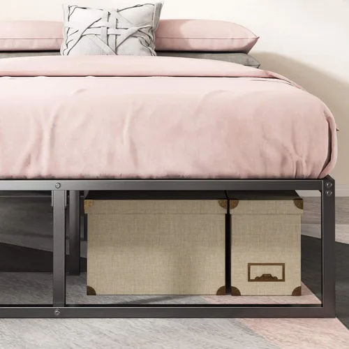 Miniatura 3 de Zinus plataforma de cama/Base de colchón de 14 pulgadas, no necesita sommier/soporte de rejilla de acero, cama doble, Acero, Negro