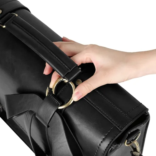 Miniatura 9 de ECOSUSI Portafolios para mujer, bolso para laptop de cuero sintético, maletín de la universidad, apto para laptop de 15.6", Negro, 15,6 pulg.