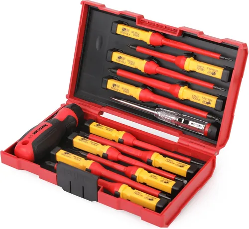 HURRICANE Juego de destornilladores aislados para electricista profesional de 13 piezas, 1000V Cr-V punta magnética, herramientas eléctricas para