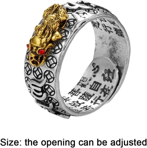 Miniatura 2 de Feng Shui PiXiu - Anillo de protección para mantra de riqueza, anillo ajustable, anillo de sutra de corazón budista, anillo de Buda ajustable