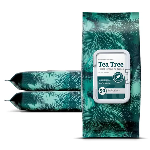 Miniatura 29 de Body Prescription Toallitas limpiadoras de maquillaje, toallitas faciales suaves y efectivas, 50 unidades (paquete de 2), árbol de té