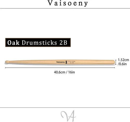 Miniatura 2 de Baquetas de tambor, baquetas 2B, baquetas clásicas de madera de roble para tambores, accesorios profesionales de percusión para instrumentos