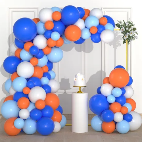 Miniatura 11 de Guirnalda de arco de globos azul real, negro, plateado y blanco, globos de confeti plateado metálico azul, negro, blanco, globo de videojuegos