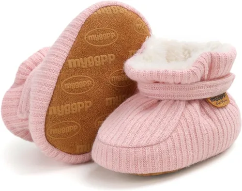 Miniatura 28 de Botines de forro polar para bebés, niños y niñas, pantuflas antideslizantes con agarre suave, zapatos de calcetín para recién nacidos, cuna