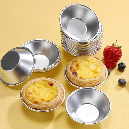 Miniatura 4 de Paquete de 25 moldes de aluminio para tarta de huevos, moldes de postre, antiadherentes y reutilizables