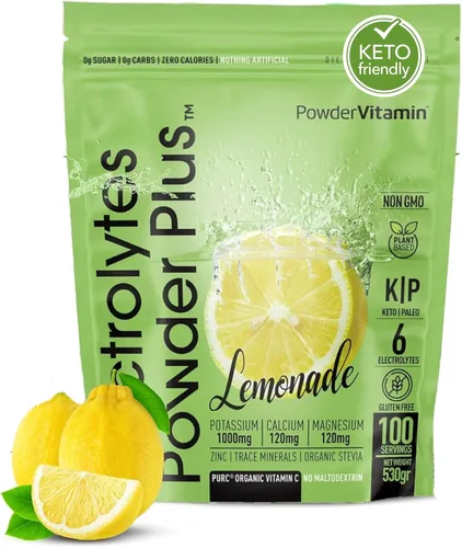 Miniatura 19 de Polvo de Electrolitos Plus (50 porciones), 0 calorías Keto, 0 azúcar, sin maltodextrina, 1000 mg de potasio, 120 mg de calcio, 120 mg de magnesio
