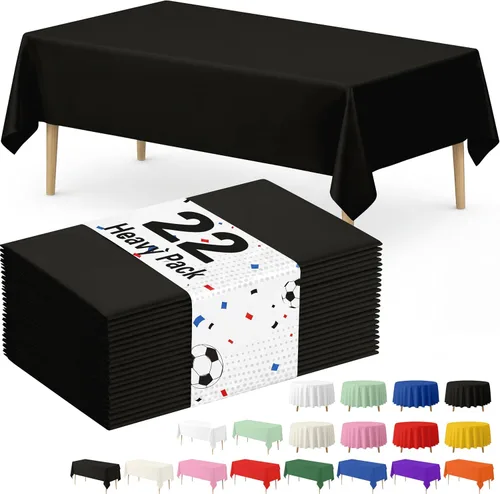 Miniatura 42 de Fixwal Mantel de plástico negro desechable de 54 x 108 pulgadas, mantel rectangular impermeable, paquete de 5 para graduación, decoración de fiesta
