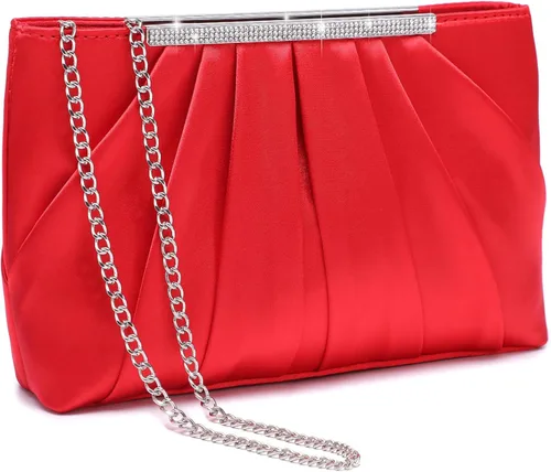 Miniatura 8 de Dasein - Bolsos de mano elegantes con pliegues para mujer, bolsos formales de noche con diamantes de imitación para bodas, fiestas, graduaciones