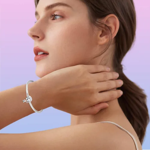 Miniatura 10 de Dijes de plata de ley 925 con diseño de oso dorado para mujer, pulseras y collares, regalos para familiares y amigos, 3 piezas/paquete