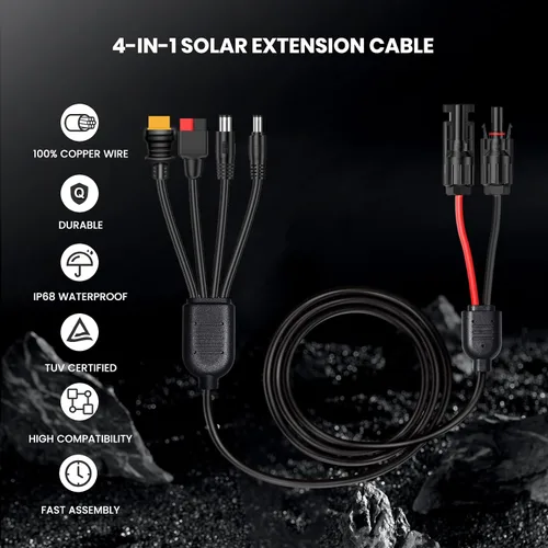 Miniatura 2 de Cable de carga de panel solar FlexSolar 6.6 pies 14AWG, conector solar a Anderson, DC5521, DC7909, adaptador XT60 para batería, estación de energía