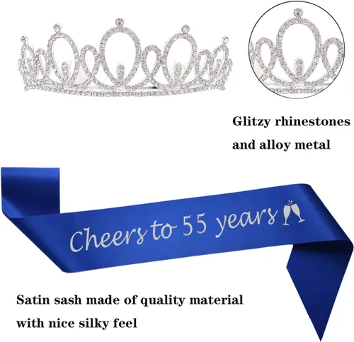 Miniatura 3 de Mayin Tiara y banda de feliz cumpleaños para mujer, mamá, hermana, nana, tía, amiga, sorpresa, suministros de fiesta Corona 55