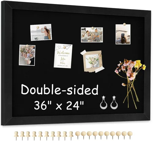 Miniatura 14 de Tablero de corcho de doble cara con lino, tablero de anuncios pequeño con marco de madera colgante de 12 x 12 pulgadas, kit de tablero de visión
