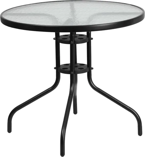 Miniatura 10 de Flash Furniture Bellamy - Mesa auxiliar redonda con marco de metal de vidrio templado para interiores y exteriores de 23.75 pulgadas