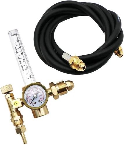 KIPA Regulador de caudalímetros de argón con manguera de gas, soldadura CGA580 Miller Lincoln Mig Tig, Regulador de caudalímetro mixto de argón de