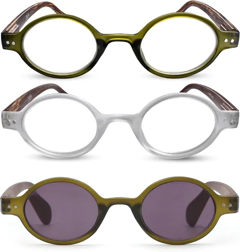 Miniatura 13 de 2SeeLife Gafas de lectura pequeñas y redondas TR-90 para hombres y mujeres - Ajuste estrecho-medio, marco resistente, bisagras de resorte, lectores