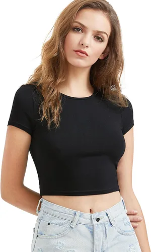 Miniatura 3 de SweatyRocks - Ombliguera básica de manga corta y cuello redondo para mujer.
