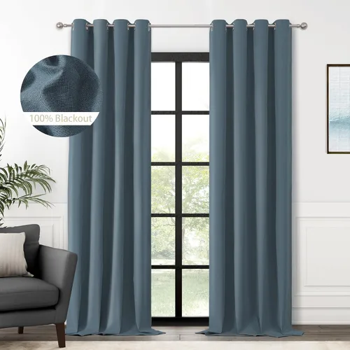 Miniatura 31 de ChrisDowa Cortinas 100% Opacas de Abedul Sólido de 45 Pulgadas de Largo, 2 Paneles para Dormitorio y Sala de Estar, Estilo Granja Oscurecedoras